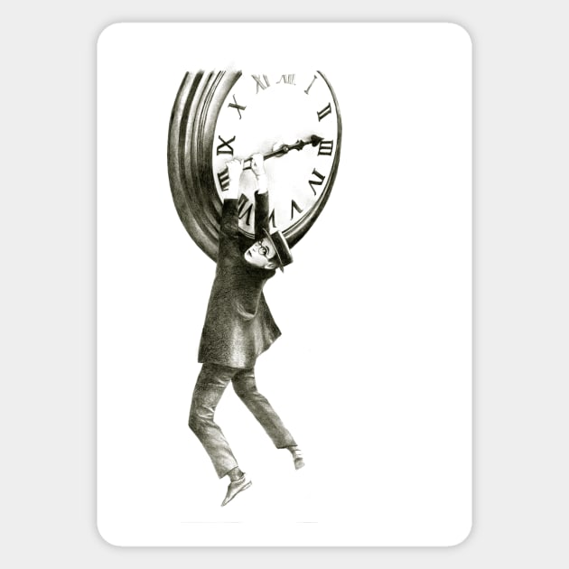 I want to stop time - hommage to Harold Lloyd. Sticker by art-koncept